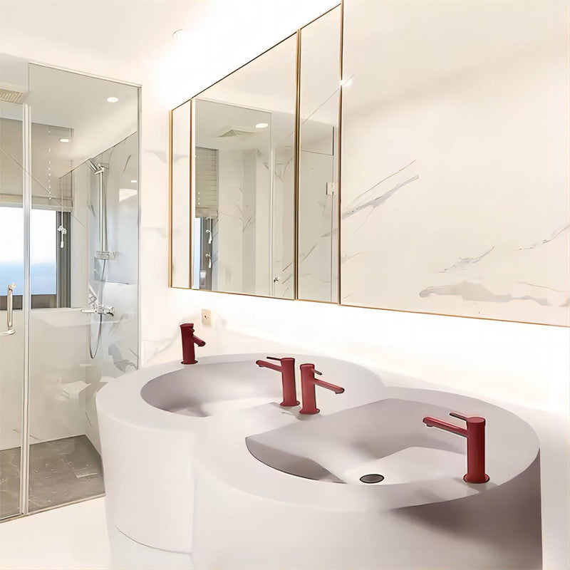 White Solid Surface Vanity Combo Wash Basin Bathroom Vanities