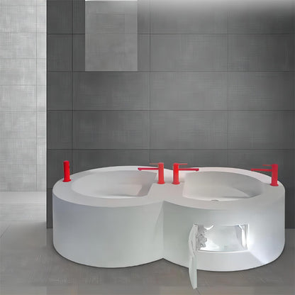 White Solid Surface Vanity Combo Wash Basin Bathroom Vanities
