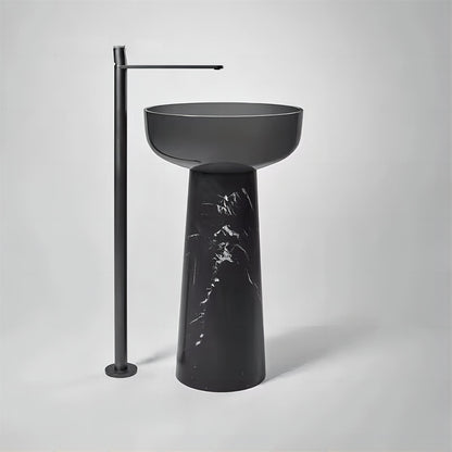 Pedestal Floor Stand Circular Artificial Stone Basins Freestanding Acrylic Hand Basin for Bathroom Vanities