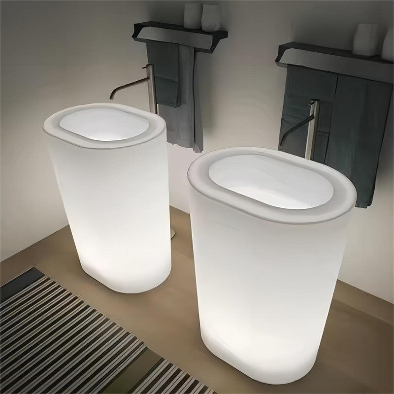 Solid Surface Stone Bathroom Sink RGB LED Light