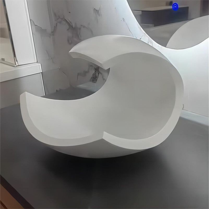 Round Shape Wash Basin White Solid Surface Bathroom Vanities