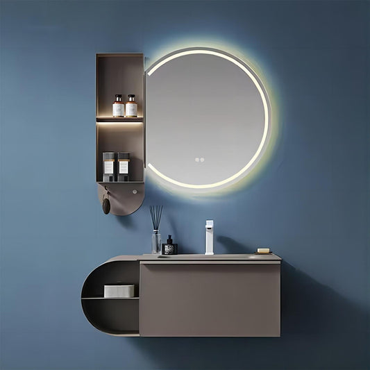 Rectangle Shape Wall Mounted Smart LED Light Side Cabinet Hanging Bathroom Vanities