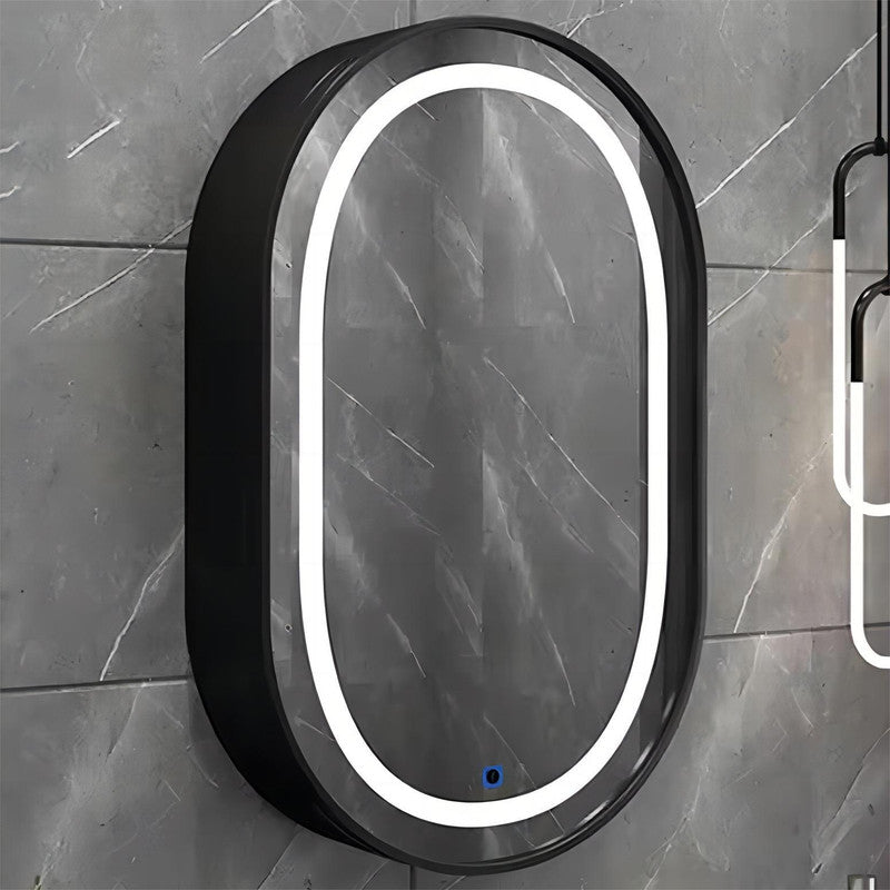 Anti-fog Smart LED Mirror Wall Mounted Oval Round Shape Storage LED Light Bathroom Mirror Cabinet