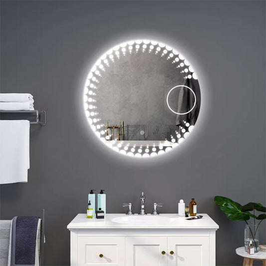 Round LED Mirror  Magnifying Mirror Anti Fog Bathroom Mirror for Shower