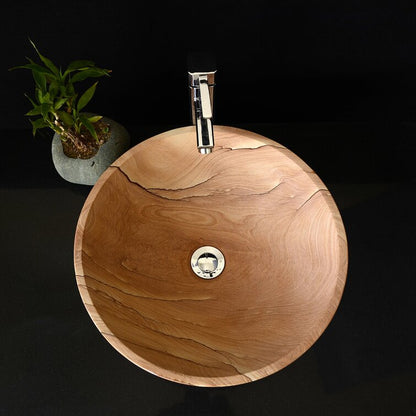 16.5'' Brown Stone Circular Vessel Bathroom Sink