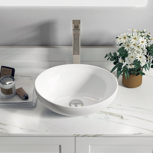 16'' x 13'' x 5.5'' White Oval Ceramic Countertop Bathroom Vanity Vessel Sink