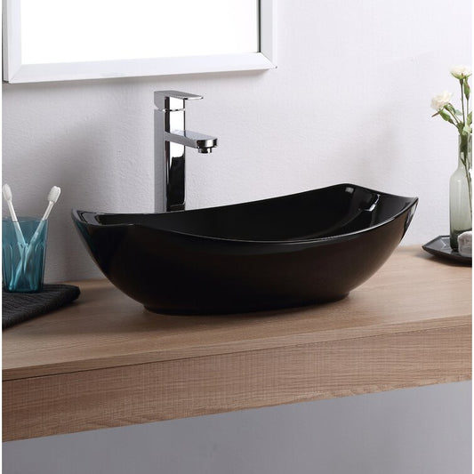 Vitreous China Oval Vessel Bathroom Sink
